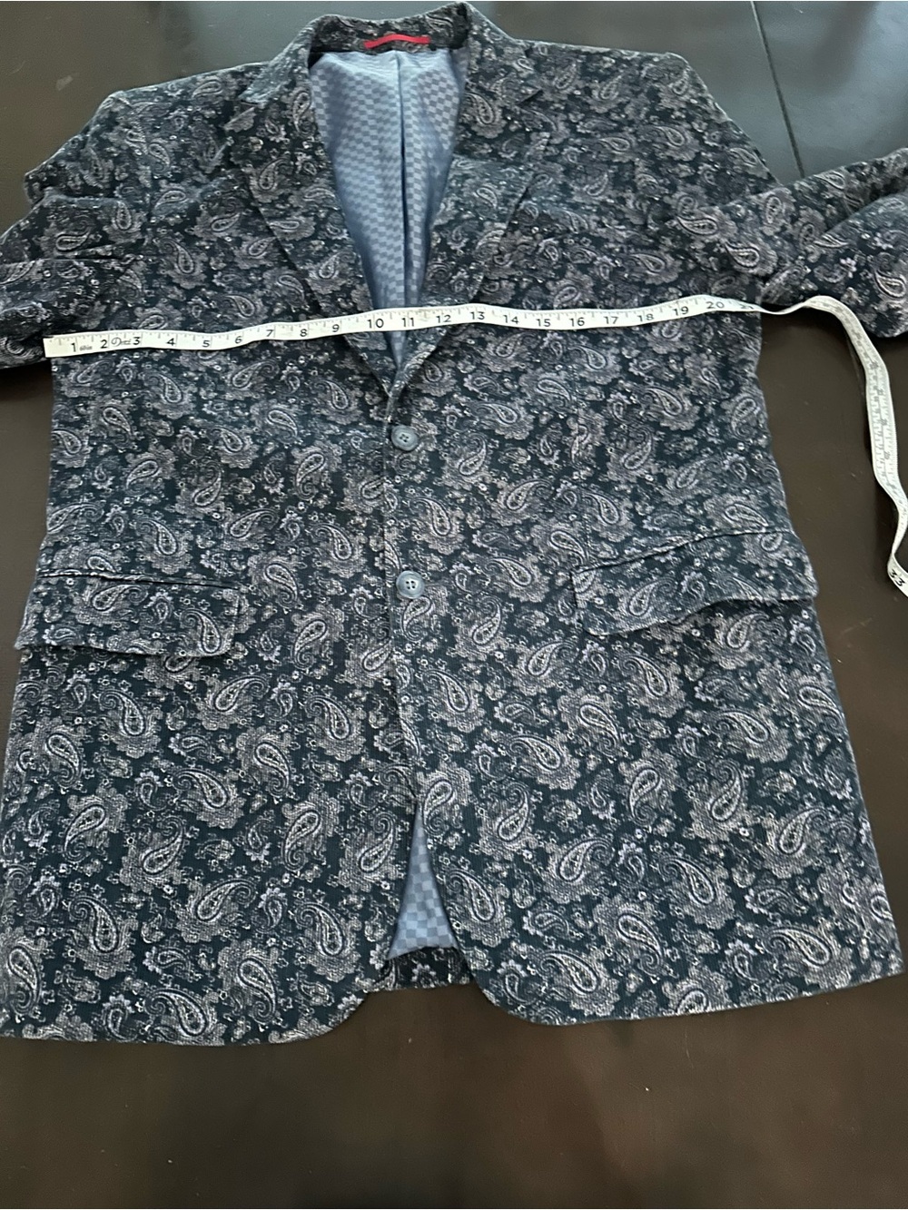 Alan Flusser Navy Paisley Corduroy Sport Coat Sz M VGUC - Picture 4 of 7